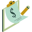 A clipboard icon with a dollar sign and pencil