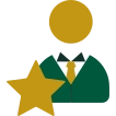 An illustration of a person in a suit with a star beside them