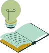 An illustration of a light bulb hovering over an open book