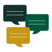 an illustration of different coloured speech bubbles