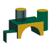 An illustration of blocks, some stacked others not