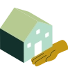 An illustration of a home in the palm of a person's hand