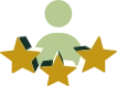 An illustration of a person with three stars in front of them