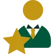 An illustration of a person in a suit with a star beside them