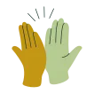 An illustration of two hands high-fiving