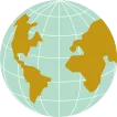 A green and gold illustration of the globe