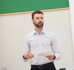 student presenting a project