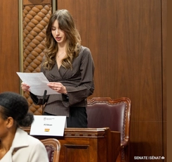 STUdent Palma Dean speaks during a debate at Model Senate in Ottawa (photo courtesy of the Senate of Canada)