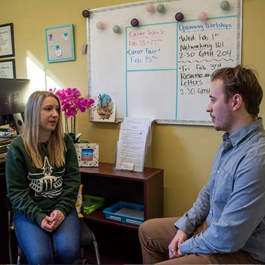 Student interviewing for a job