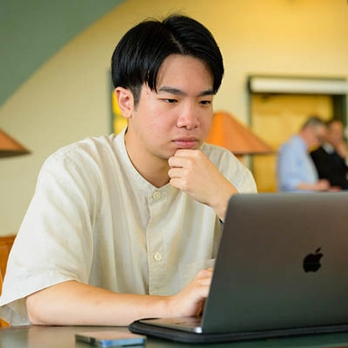 Student on computer