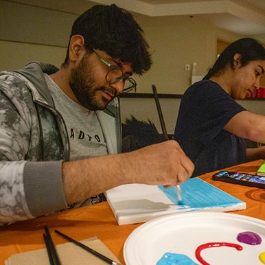 student painting