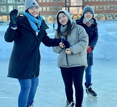 Three students on skates
