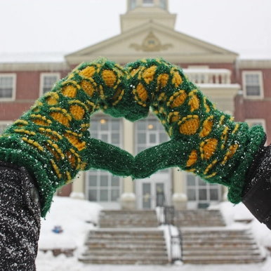 STU mittens in shape of a heart