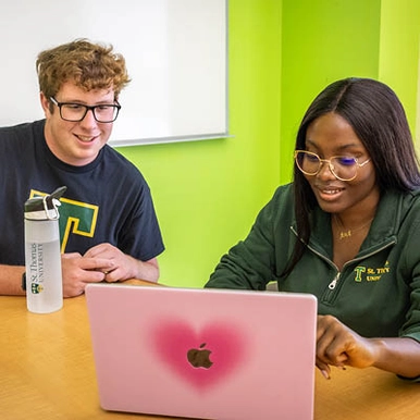 students sitting at a computer