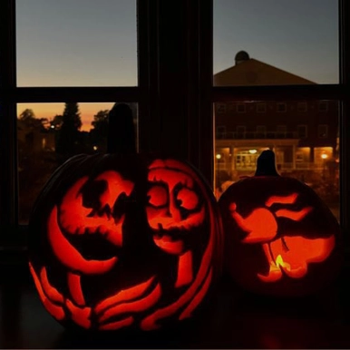 Two Carved pumpkins