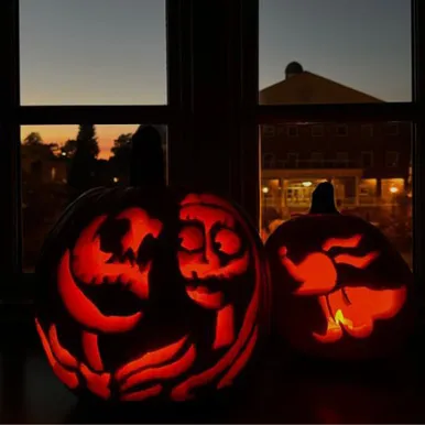 Two Carved pumpkins