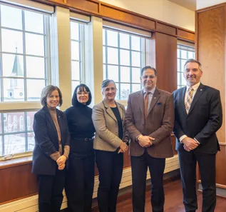 Photo in STU board room from left to right: Dr. Kim Fenwick; Jodi Tavares; Maureen Barnes; Dr. M. Nauman Farooqi and Dr. Sheldon MacLeod