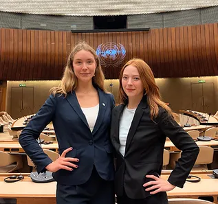 Jazmyne Lebel and Sydney Gallibois in the United Nations
