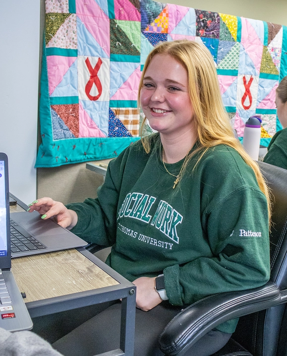 BSW student working at social action placement