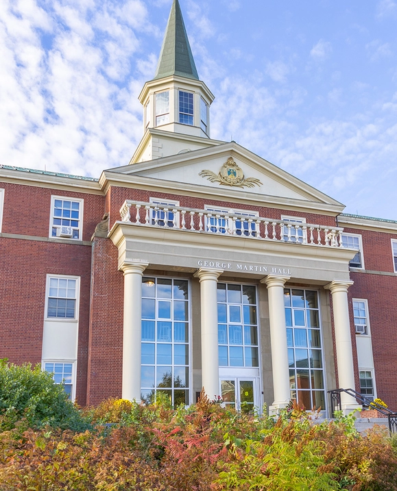 George Martin Hall on a clear fall day