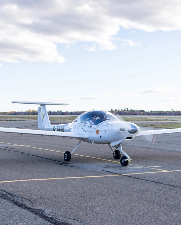 A small plane preparing to take off