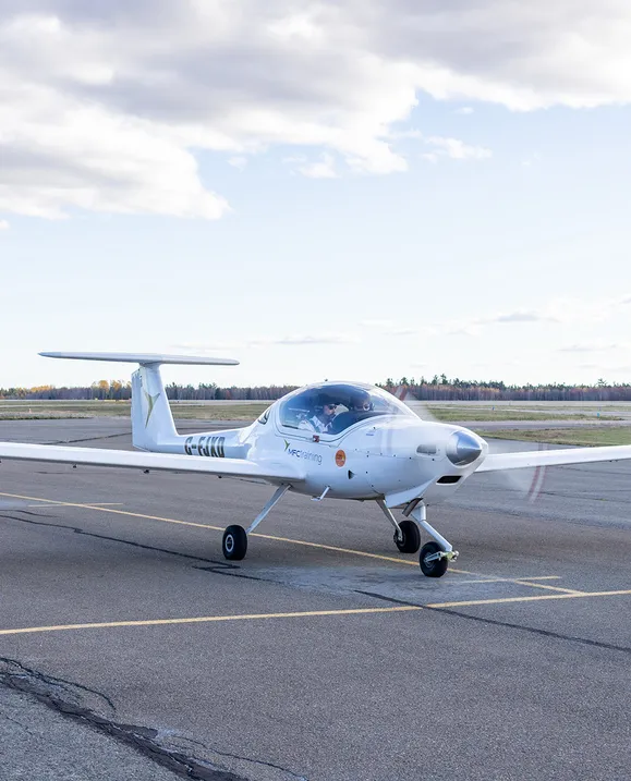 A small plane preparing to take off