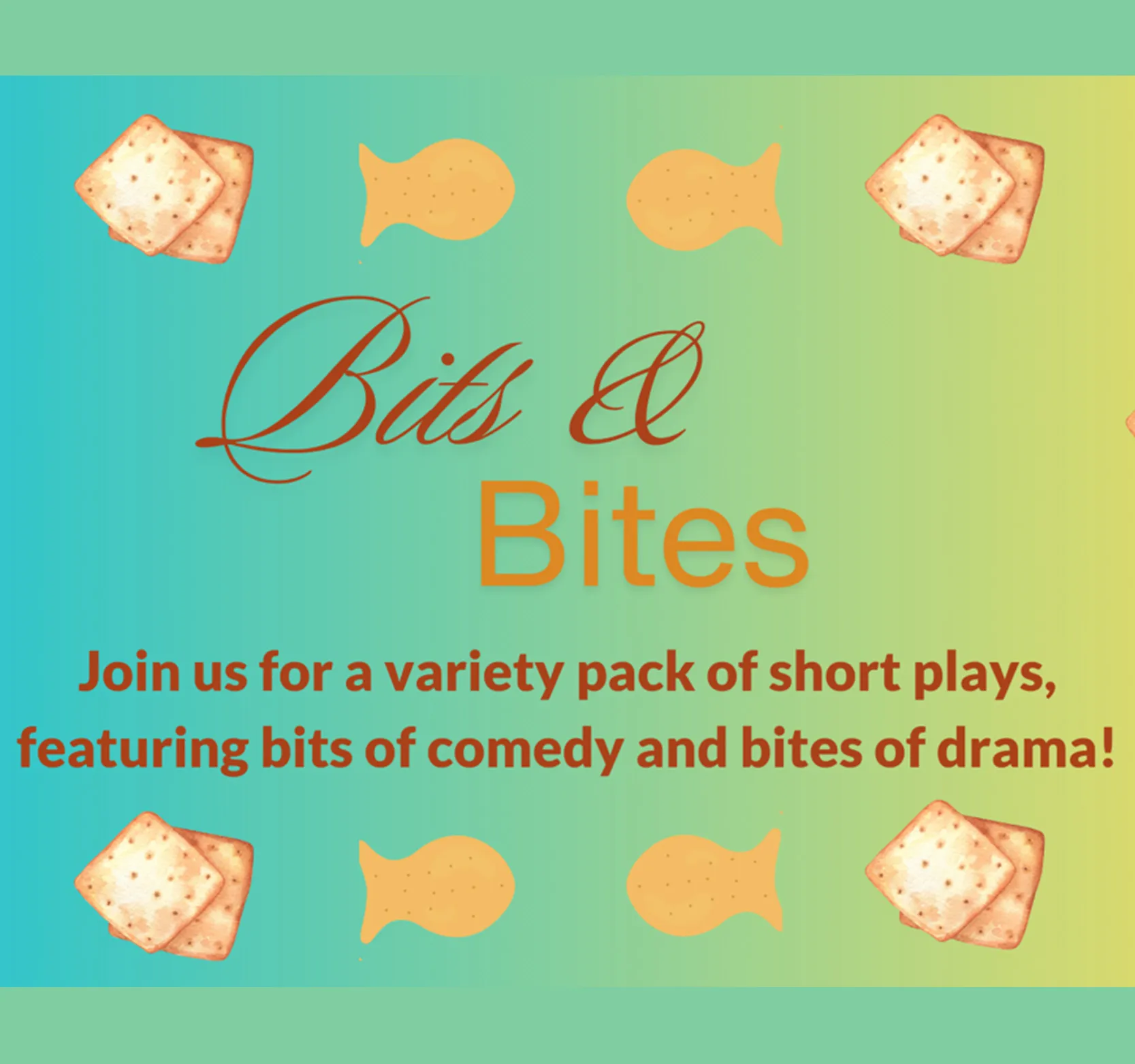 The words Bits and Bites, surrounded by icons of crackers