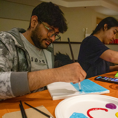 student painting
