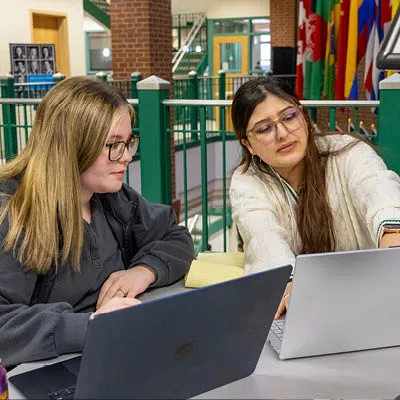students looking at computers